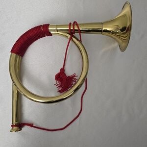 Vintage Large Solid Brass Horn Christmas Decoration Made In Thailand
